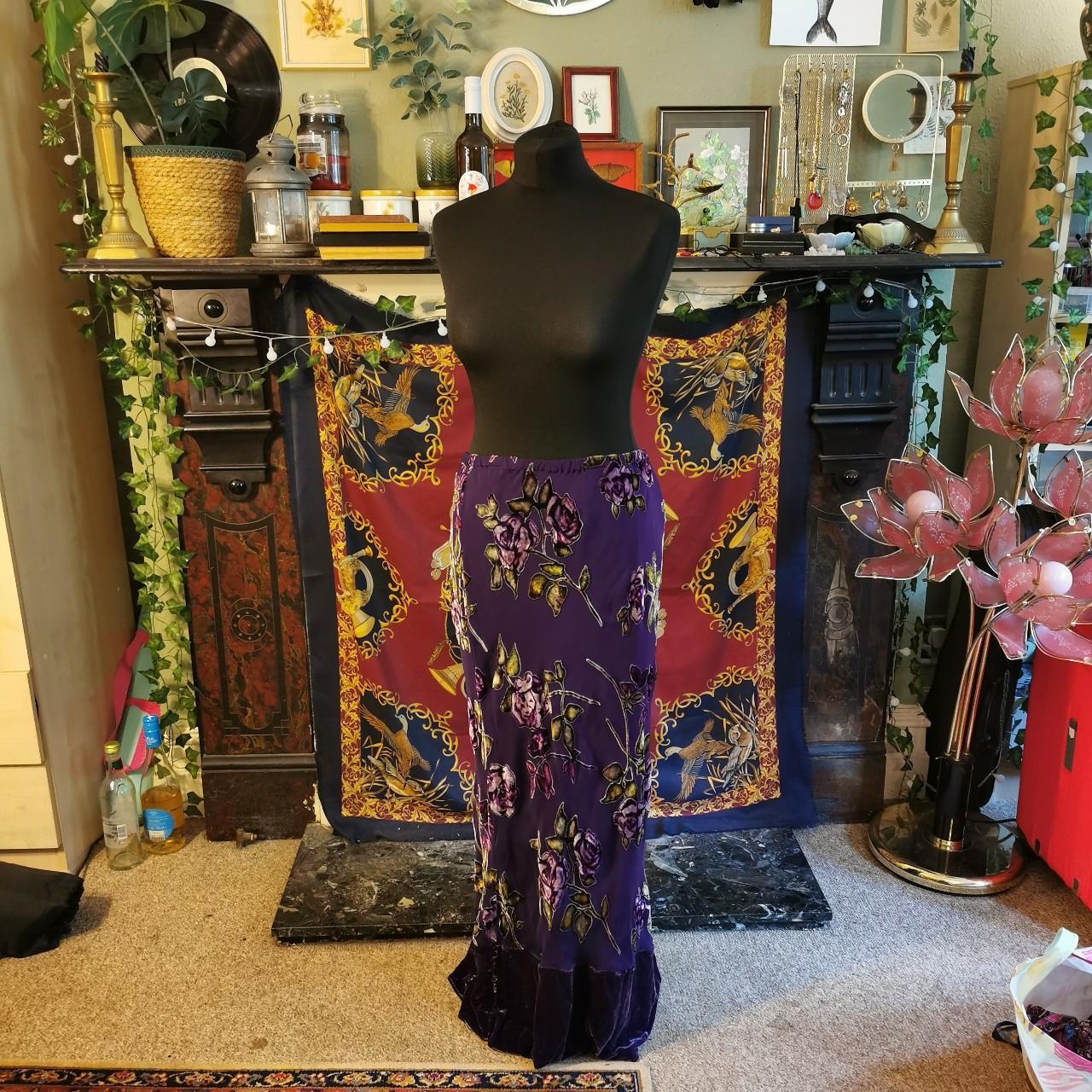 Monsoon vintage Purple velvet devore maxi skirt with... - Depop