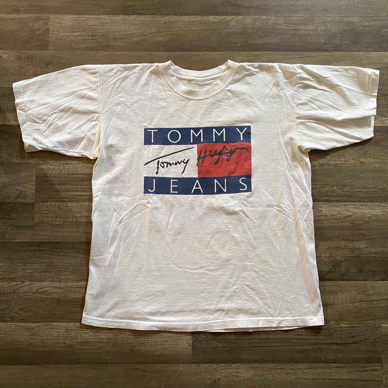 Vintage Tommy Jeans Hilfiger Big Logo Flag T Shirt Depop