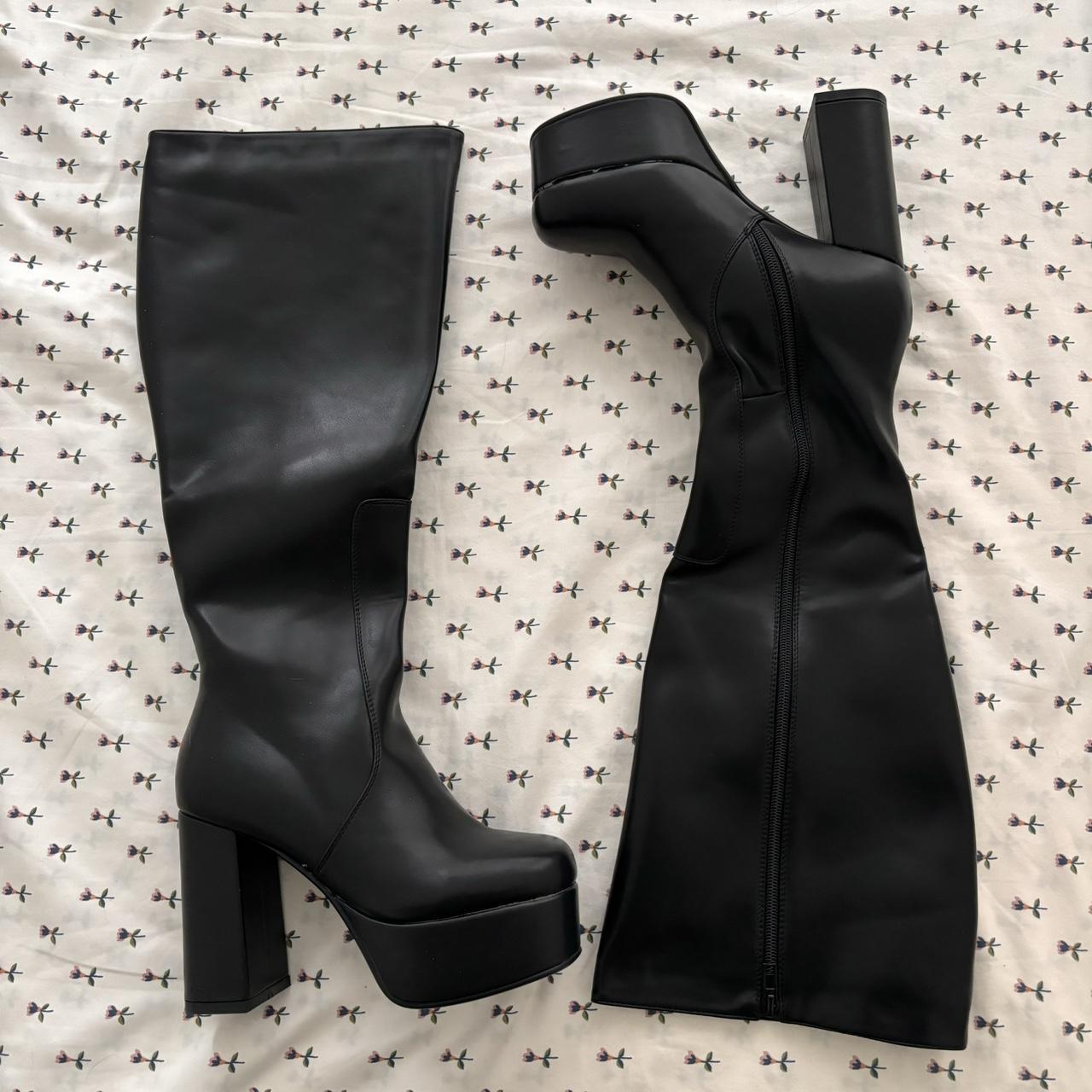 Whatta Showdown Wide Calf Platform Knee High Boots Depop