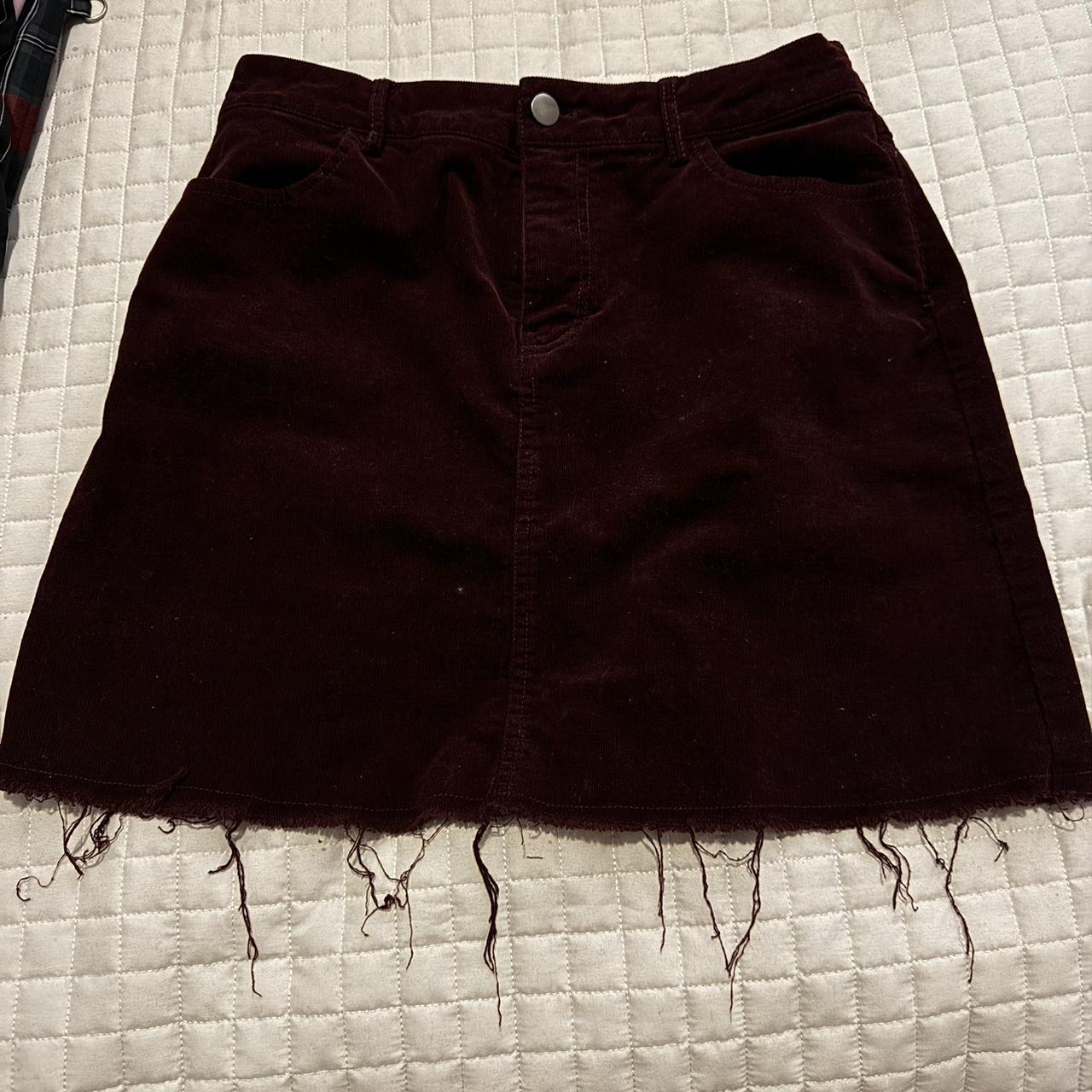 Forever 21 Burgundy Corduroy skirt Depop