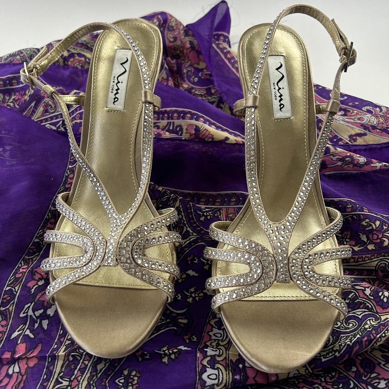 Gold lace up Heels Gently used once 3 1/2 inches... - Depop