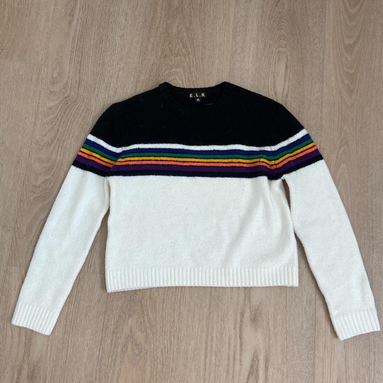 White jumper clearance with rainbow stripes