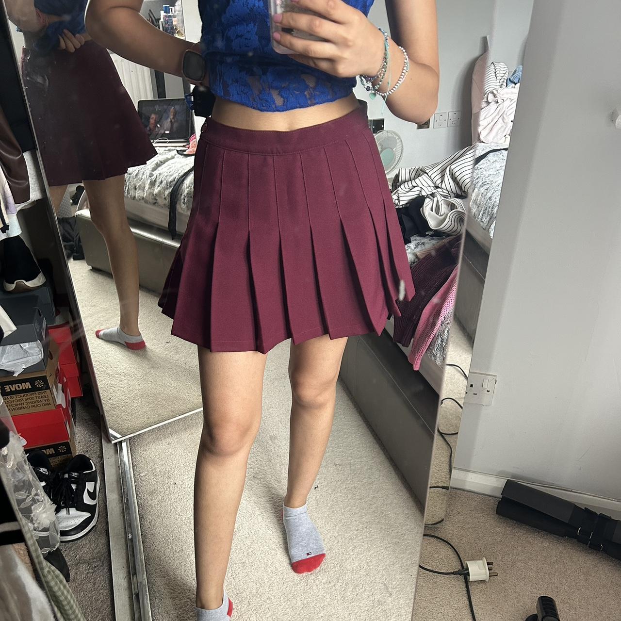 American apparel burgundy pleated tennis skirt in. Depop