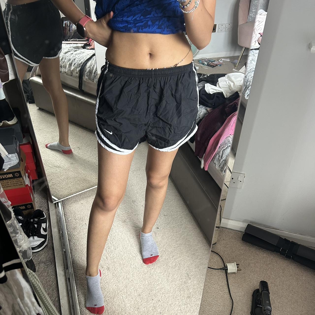 womens nike black and white shorts