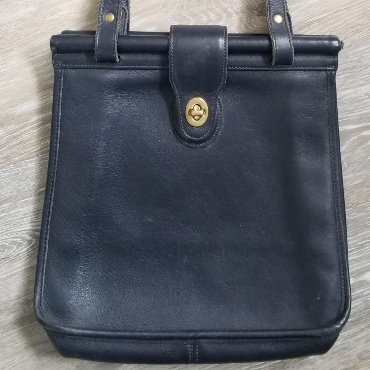 Coach Shoulder Bag Vintage Navy Blue Leather Bag Blue