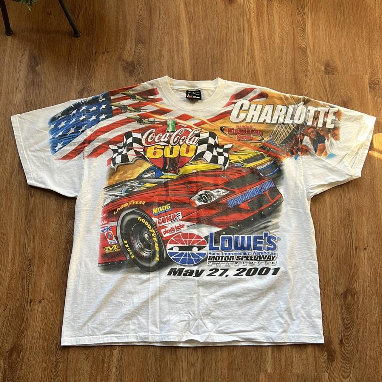 NASCAR Men's Red and White T-shirt | Depop