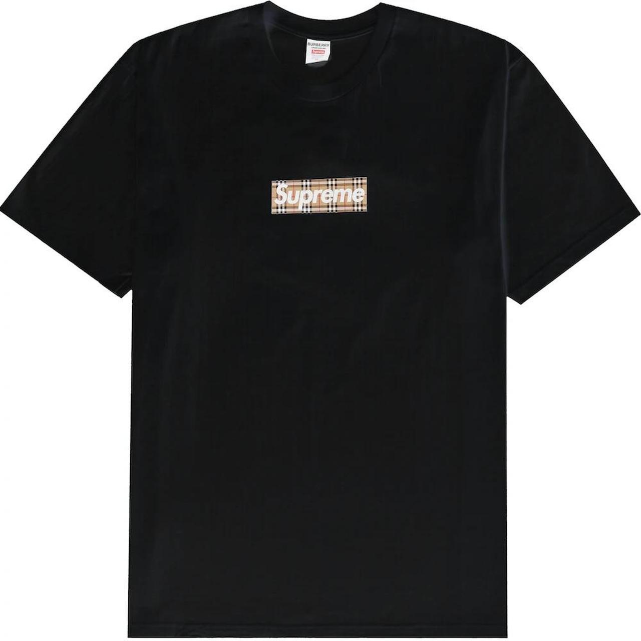 Supreme Burberry Box Logo Bogo Black Tee > Size M >... - Depop