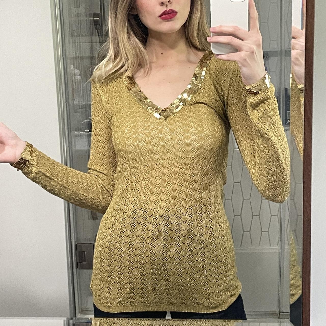 Golden girl Vegas knitted metallic gold sweater top