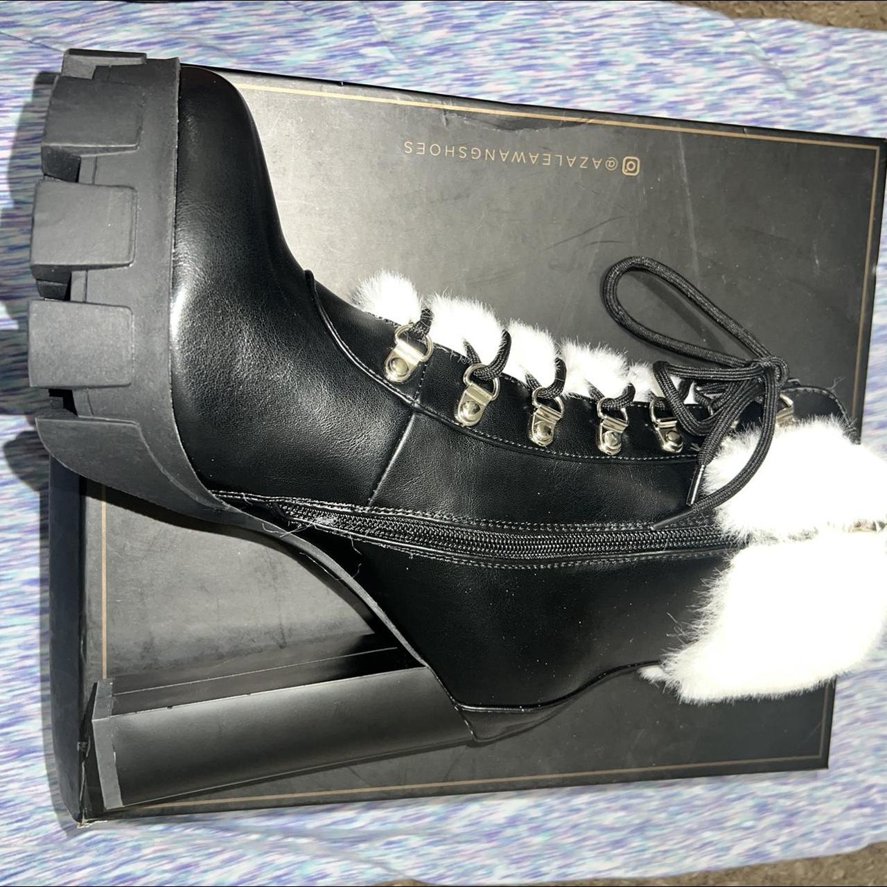 Dolls Kill Women's Black and White Boots Depop