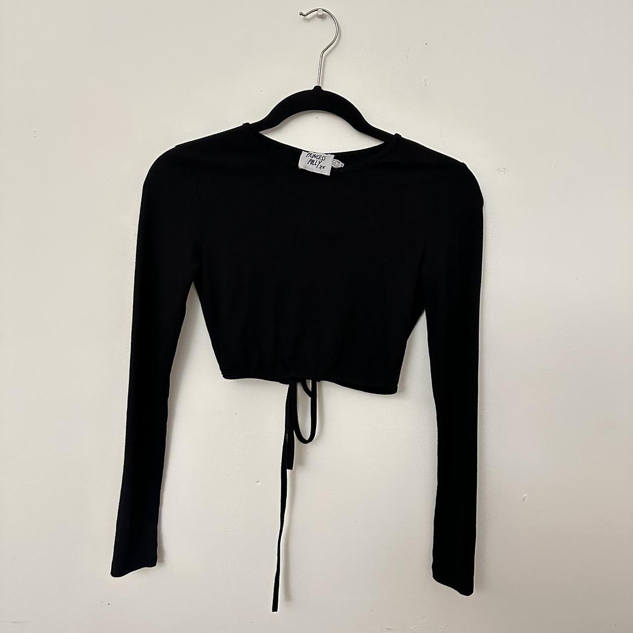Princess Polly black crop top with open tie back Depop