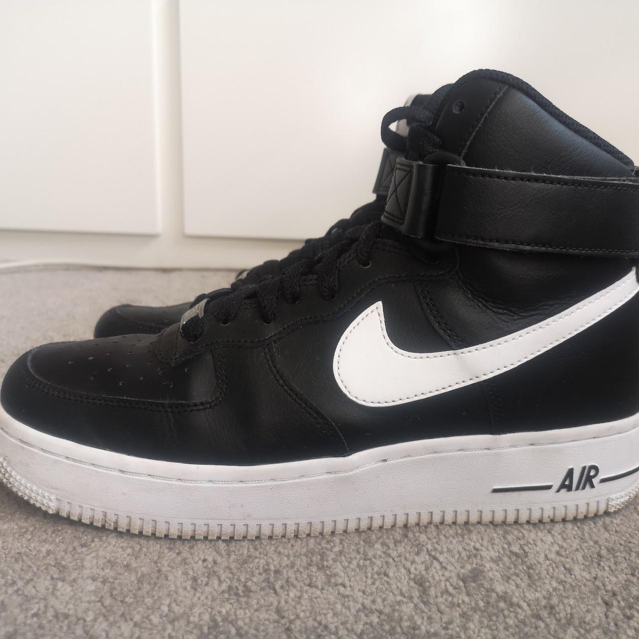 Black Nike Air Force 1 High Tops with Velcro Strap.... - Depop