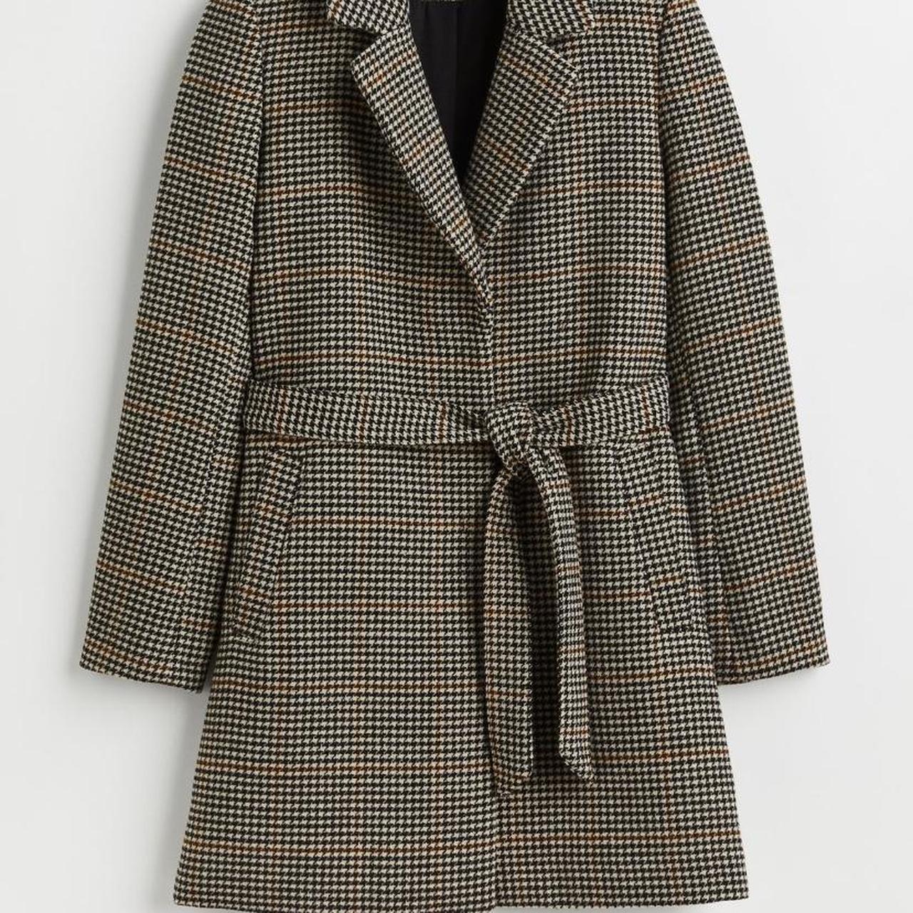 H M tie belt gingham coat in perfect Depop