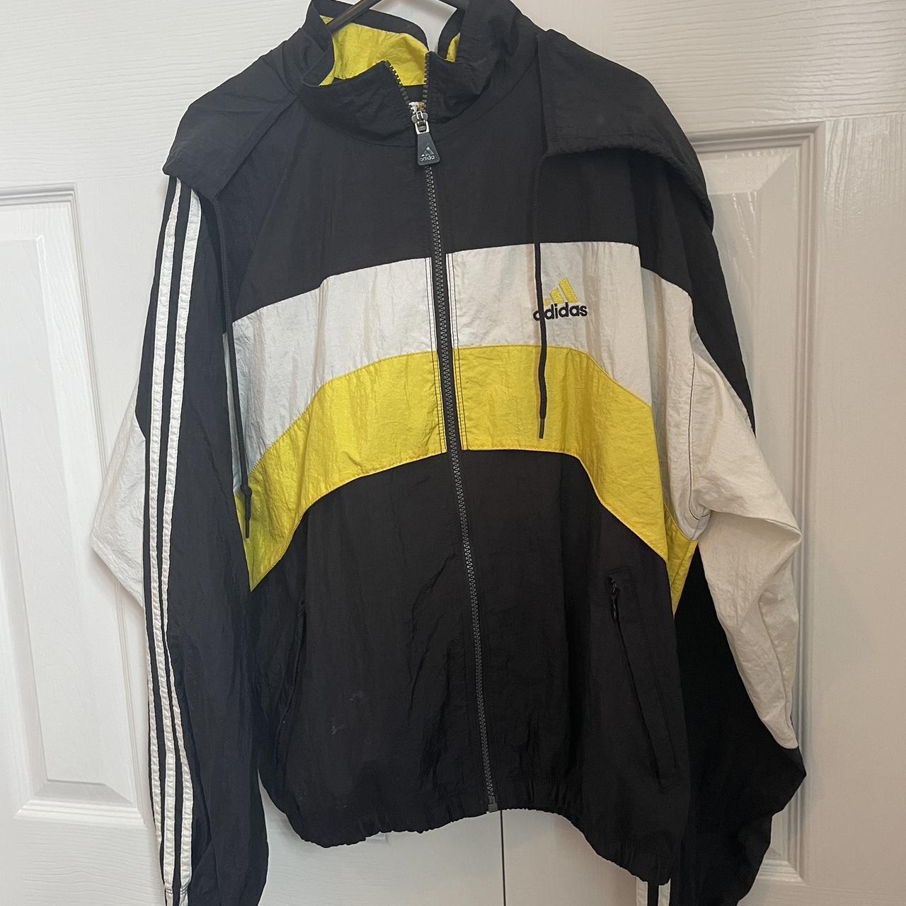 Adidas black and yellow windbreaker Worn but no