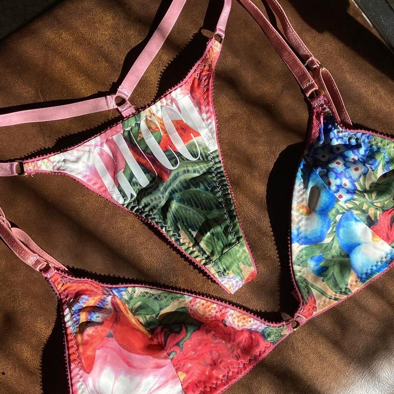 FLORAL GUCCI THONG swimsuit couture designer... Depop