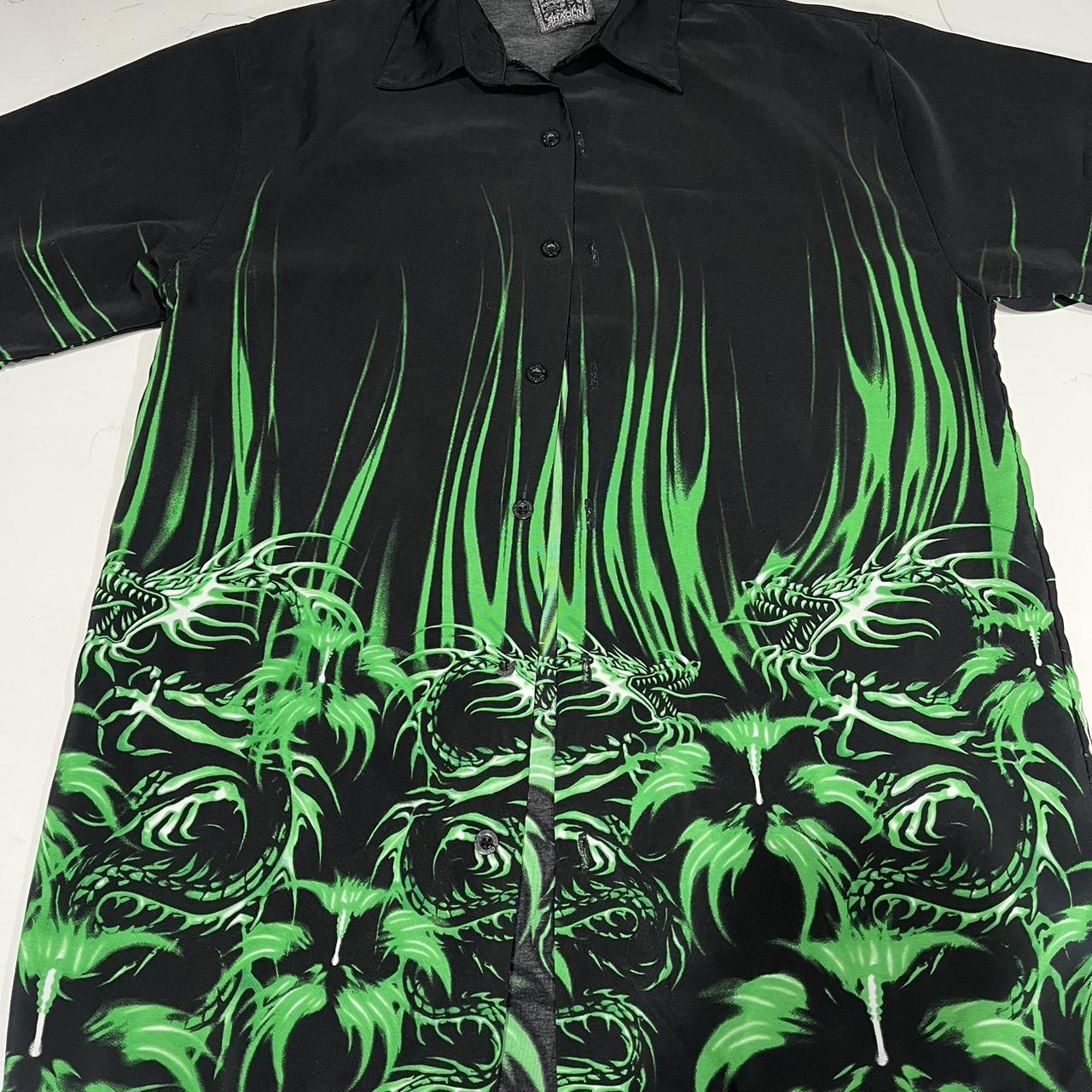 Black shirt sales with green flames