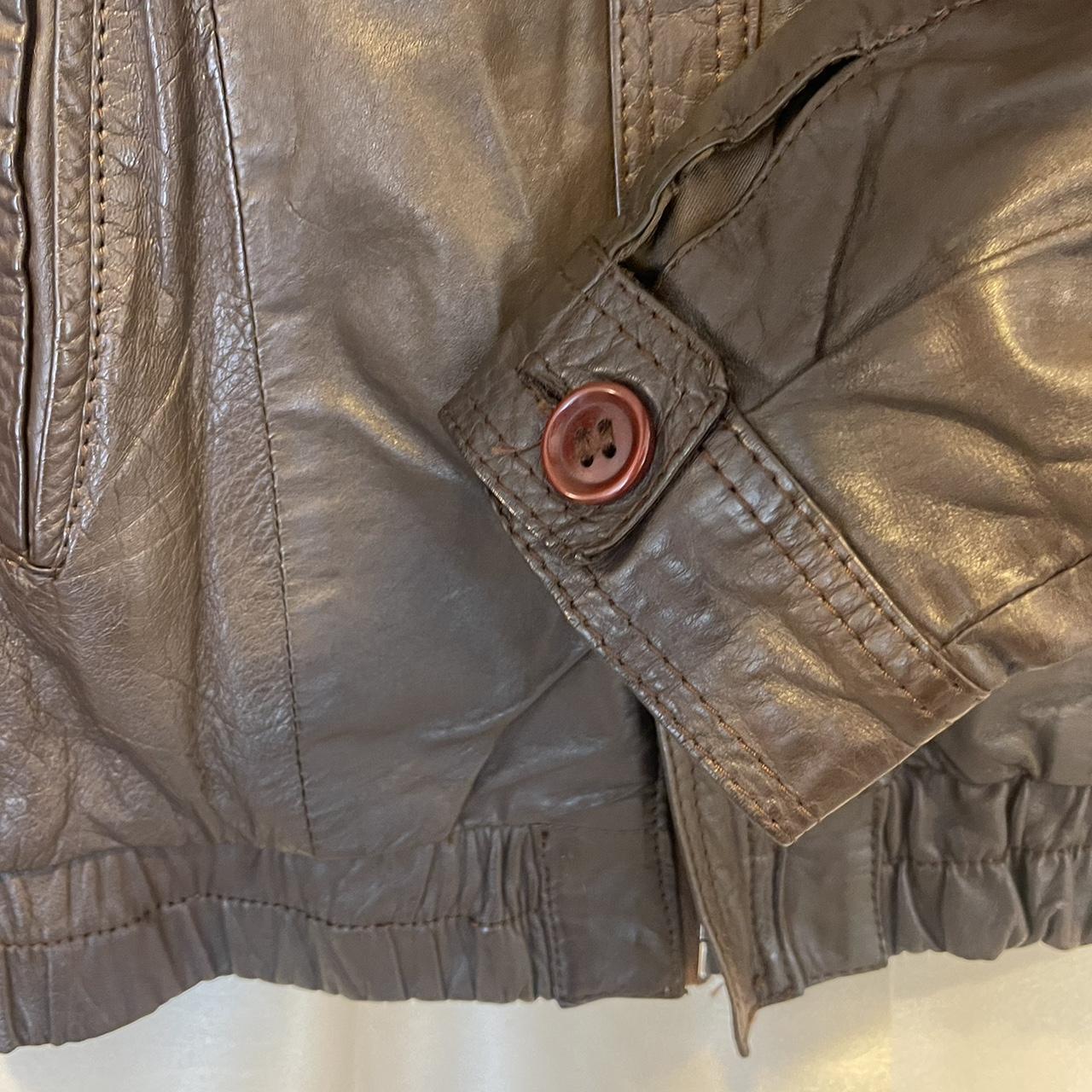 Super Cute Small Bomber Moto Brown Leather - Depop