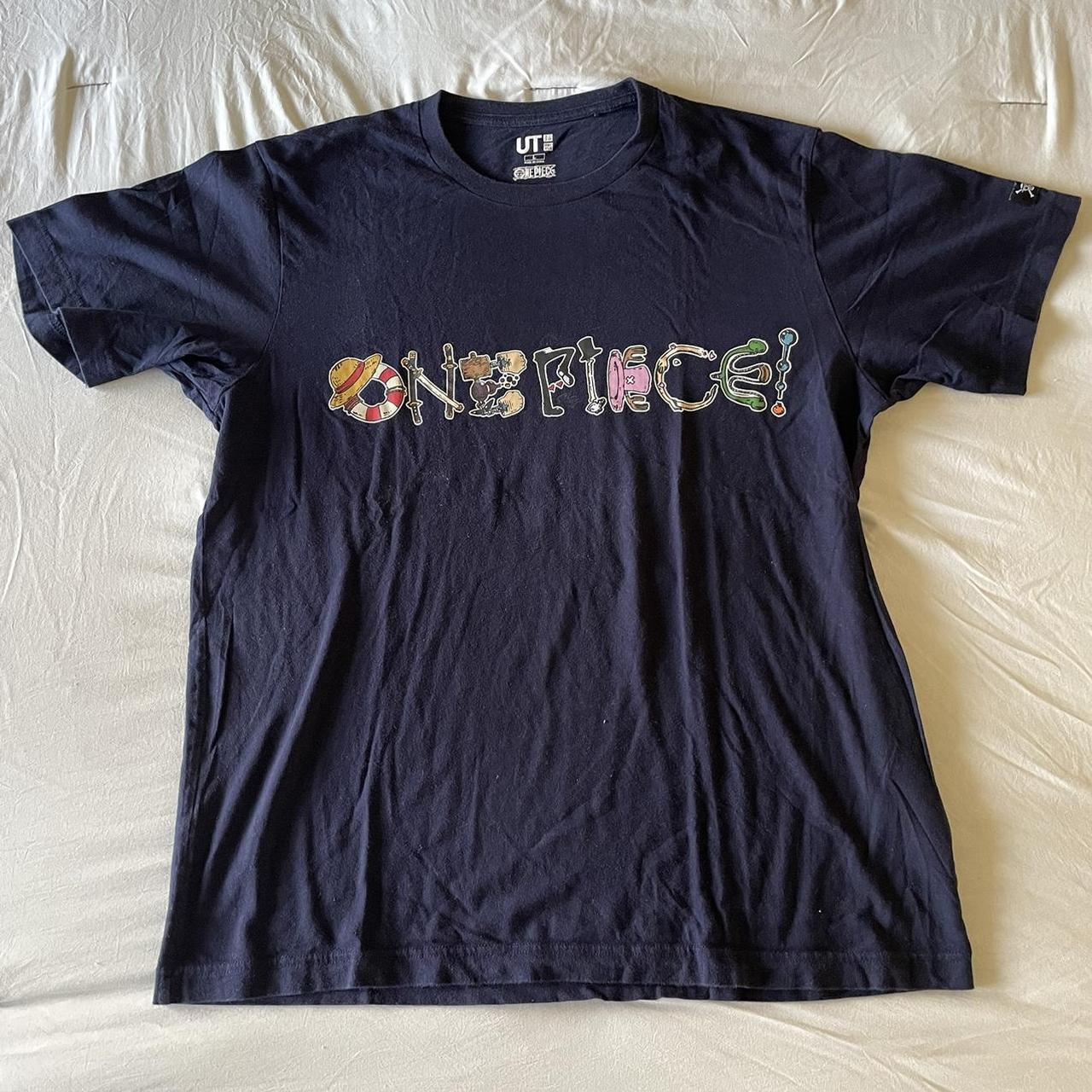 Navy Blue Uniqlo One Piece anime tee Size... - Depop