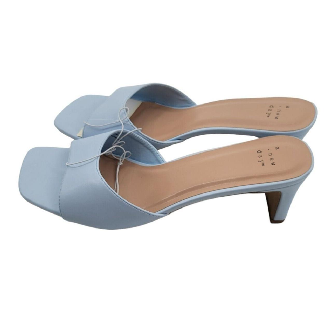 A New Day Light Blue Mule Heels Faux Leather Slip | Depop