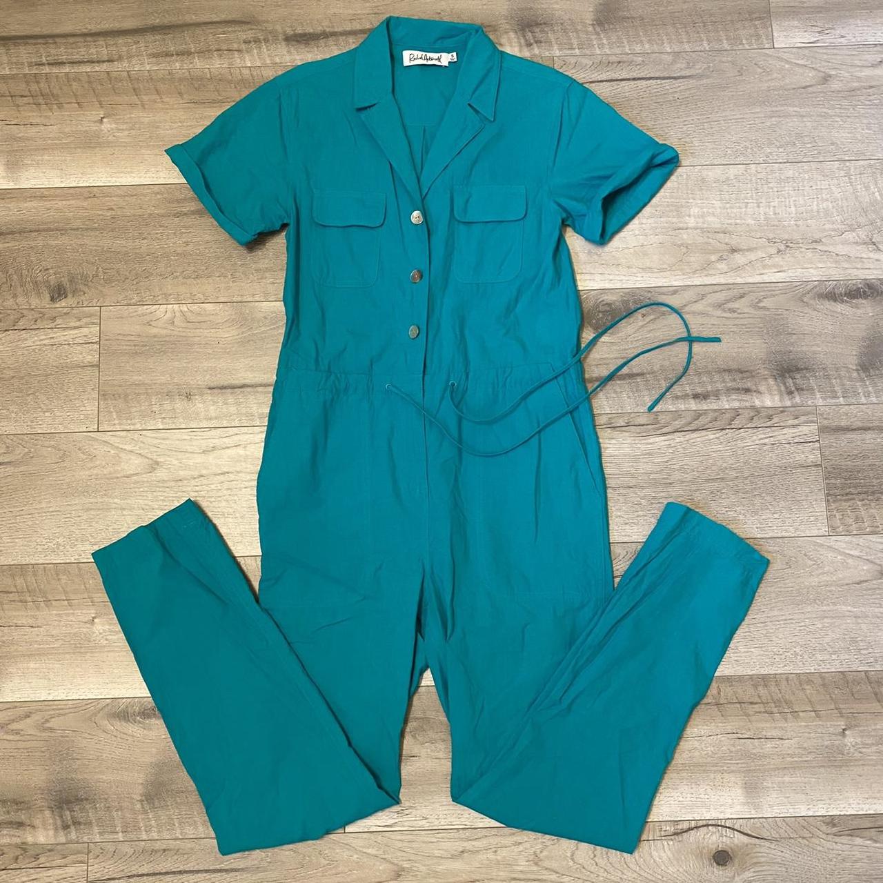 Women's Blue and Green Jumpsuit Depop