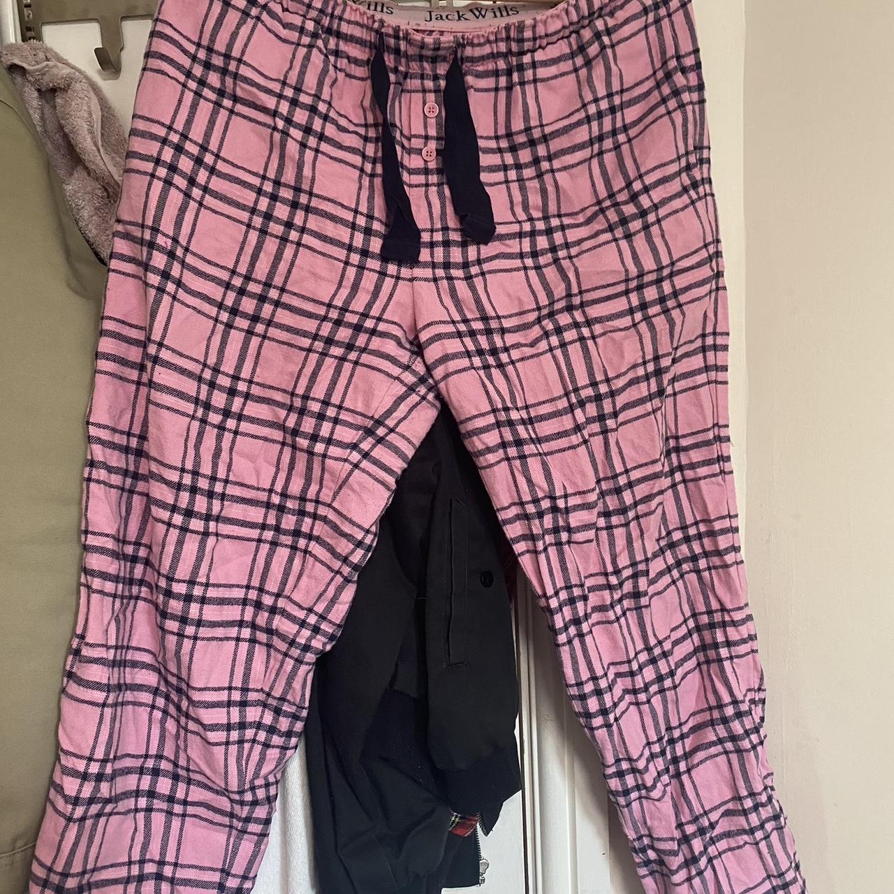 Jack Wills, pink and navy pyjama bottoms, size 12. - Depop