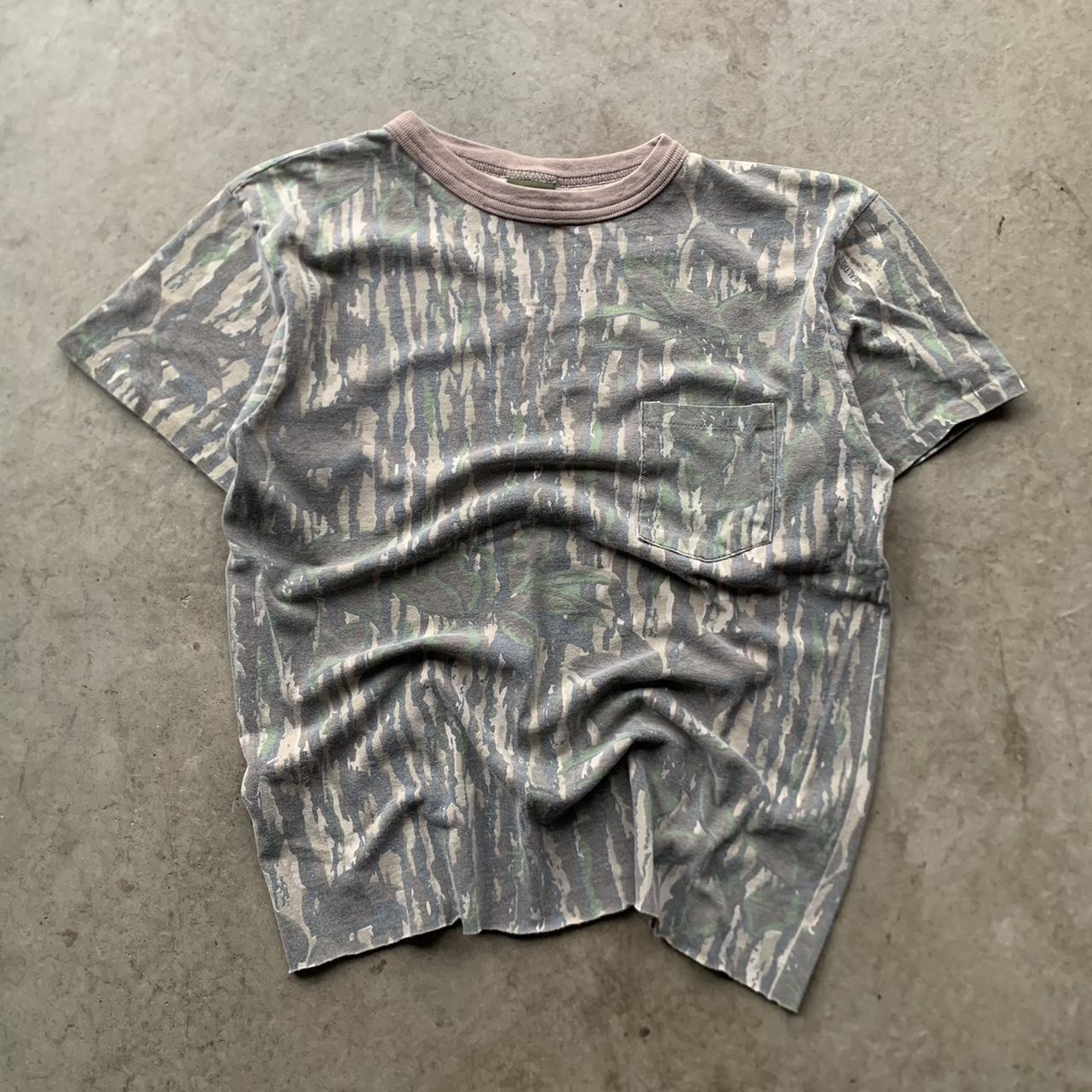 80s Camo Ringer Tee Great condition. 19.5x24.5 - Depop