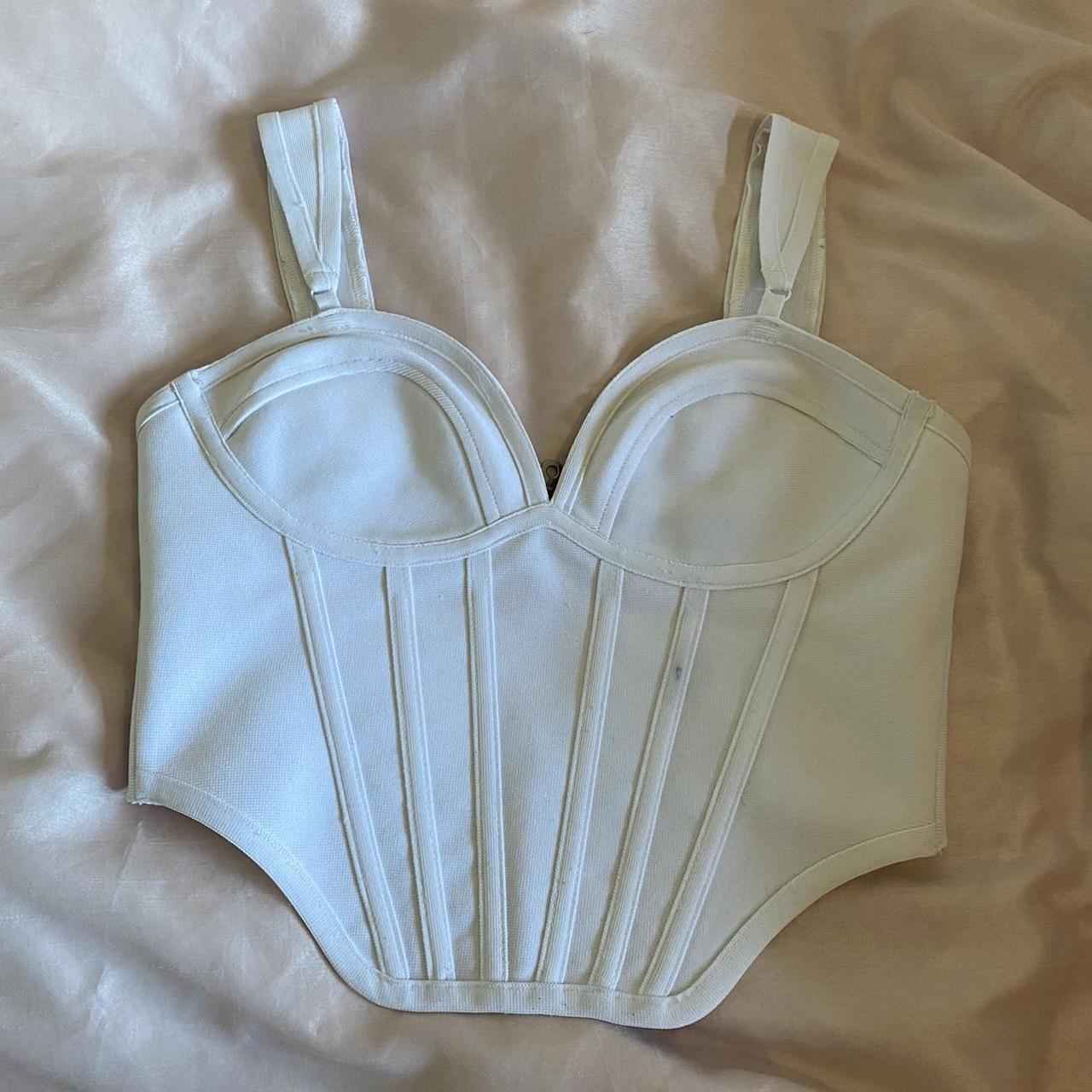 white plt corset top has mark as shown will come... - Depop