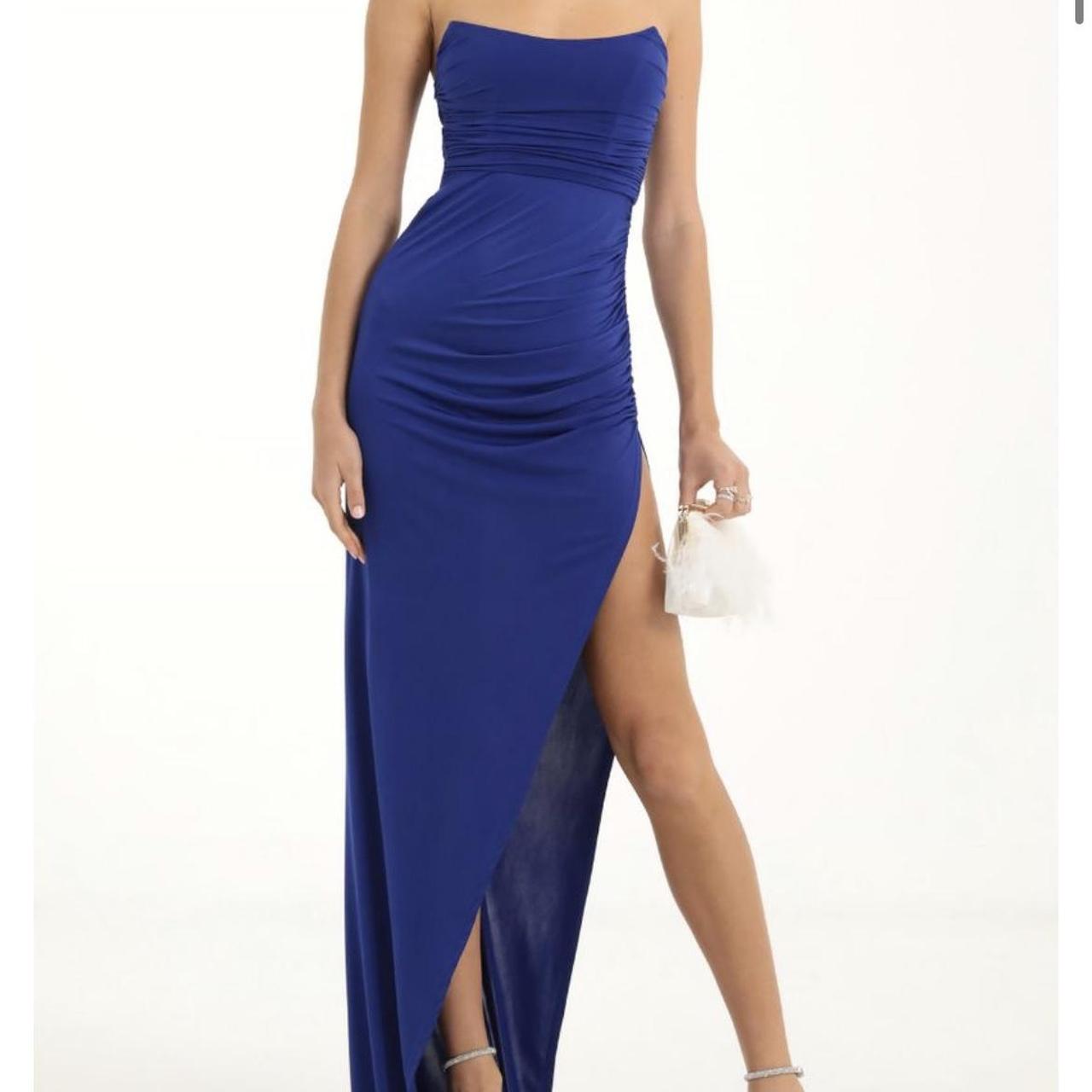 Sana Corset Strapless Maxi Dress in Blue