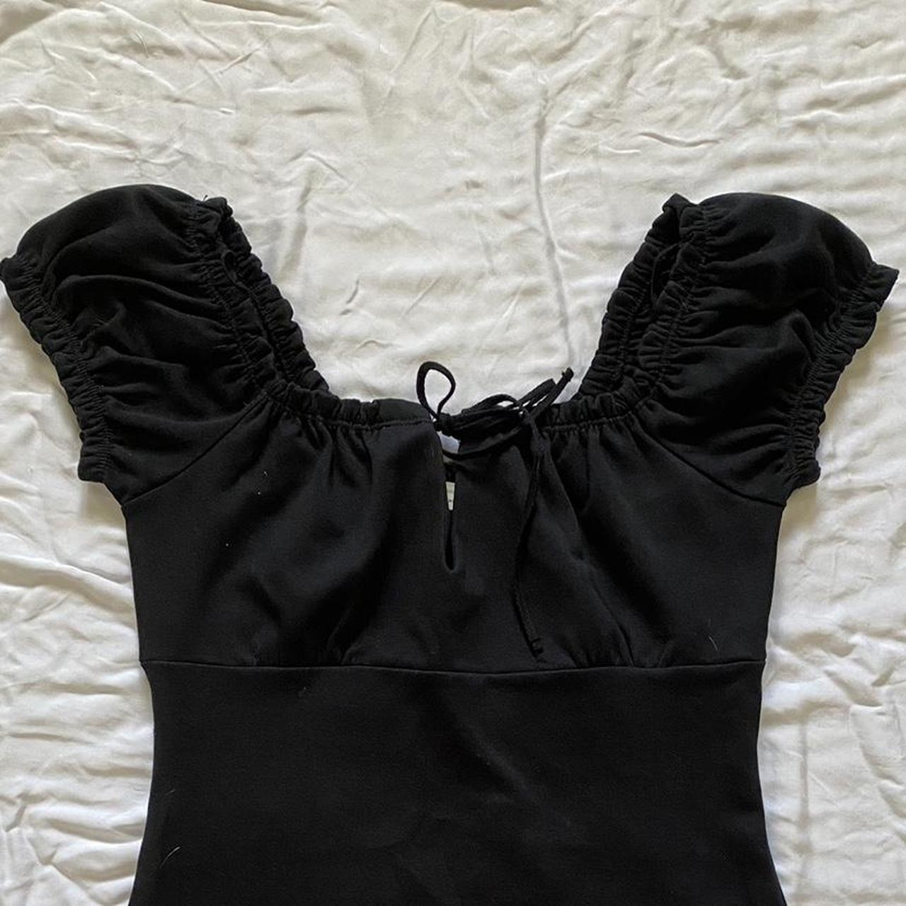 oak + fort black dress simple black dress with... - Depop