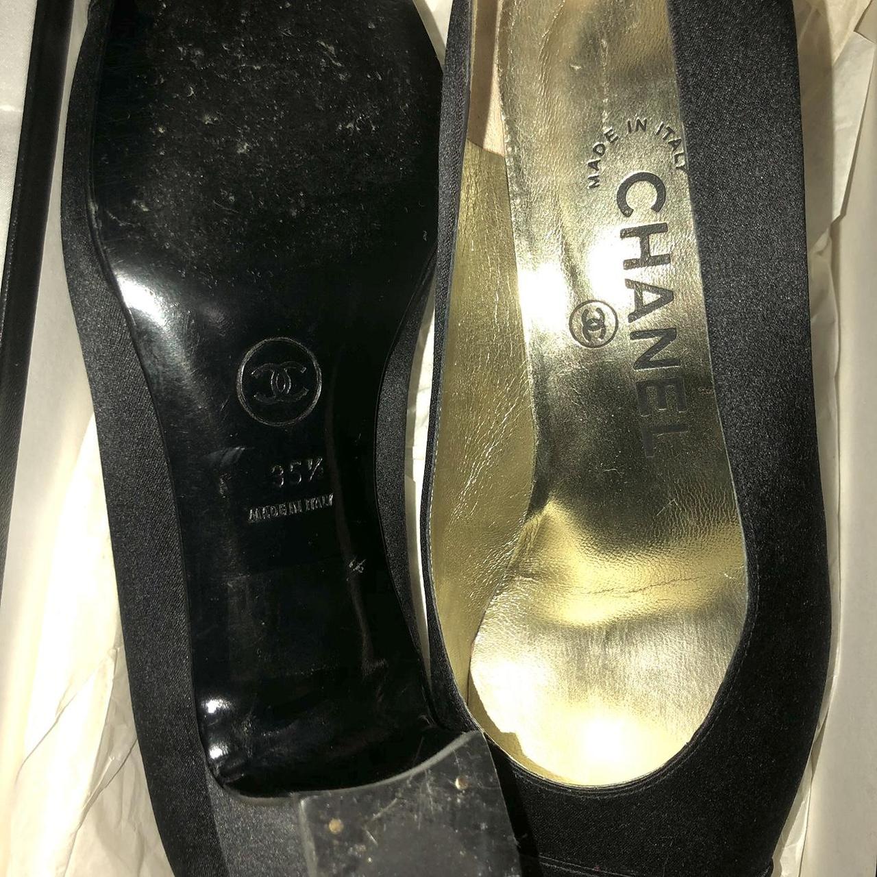 Chanel metallic gold boots/wedge. Pre-owned - Depop