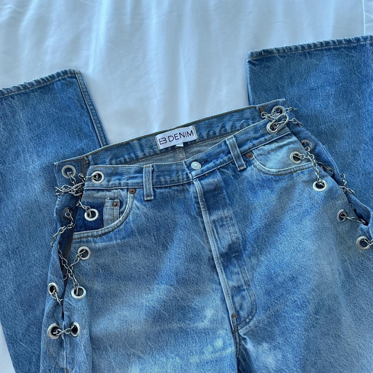 EB denim UNWORN side chain jeans - so cute medium... - Depop