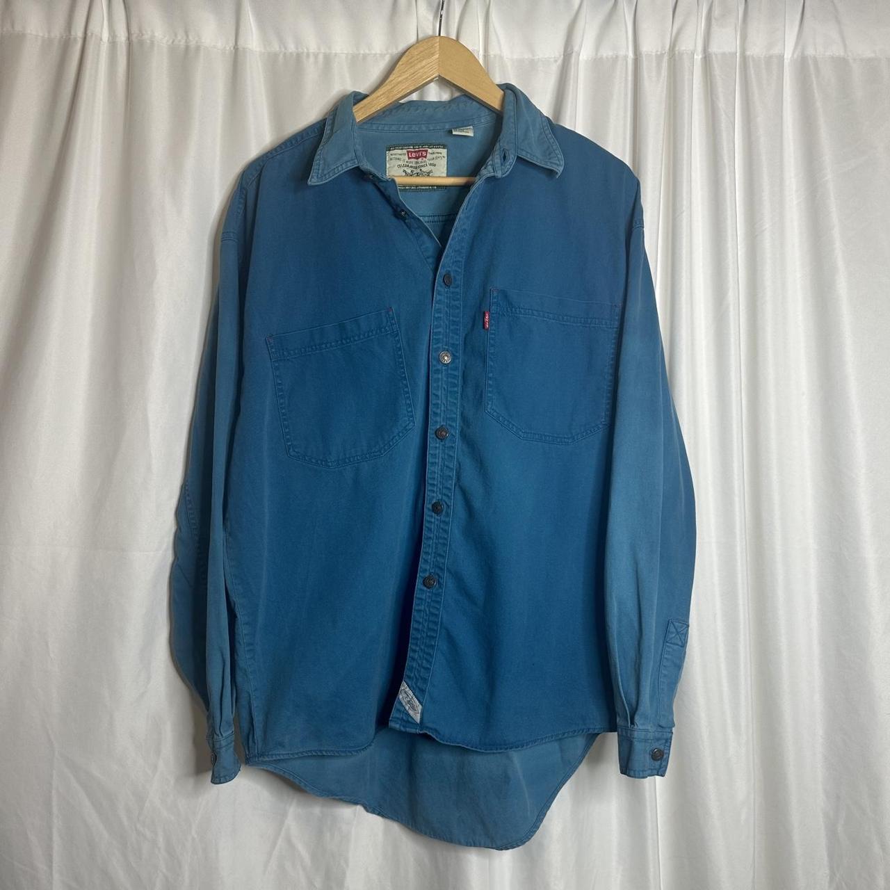 Men’s Teal Levi’s Button up Collared Long Sleeve... - Depop