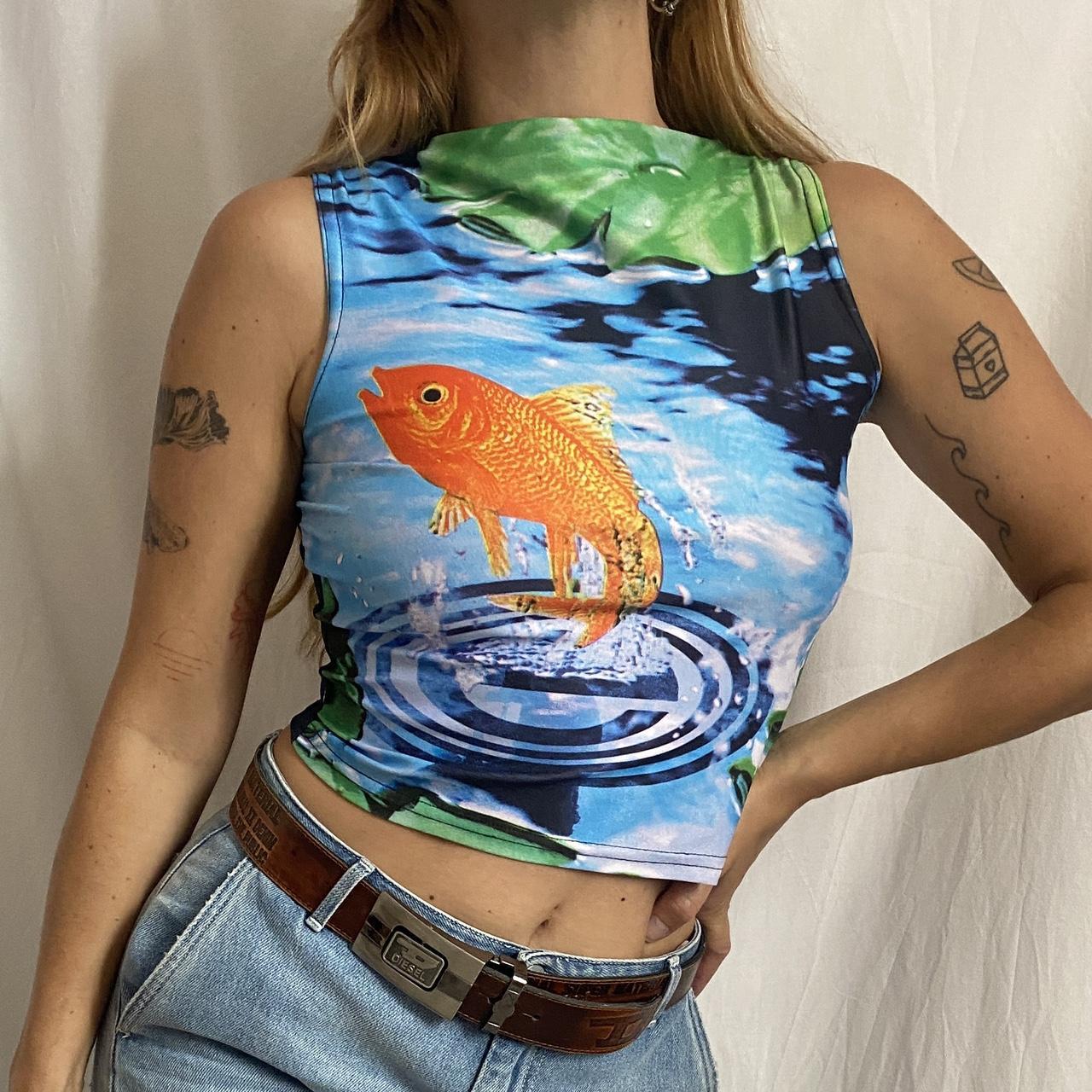 Women’s Blue and Green T-shirt | Depop