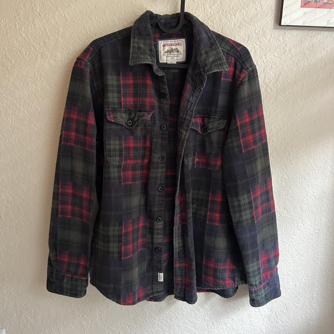 American Eagle red and green flannel Super cozy,... - Depop