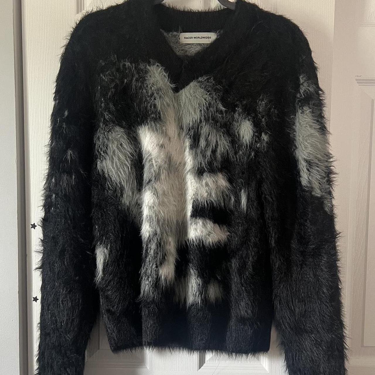 RACER WORLDWIDE Black cat sweater Mサイズ RACER WORLDWIDE Black Furry Cat Sweater Cond: New - | Depop