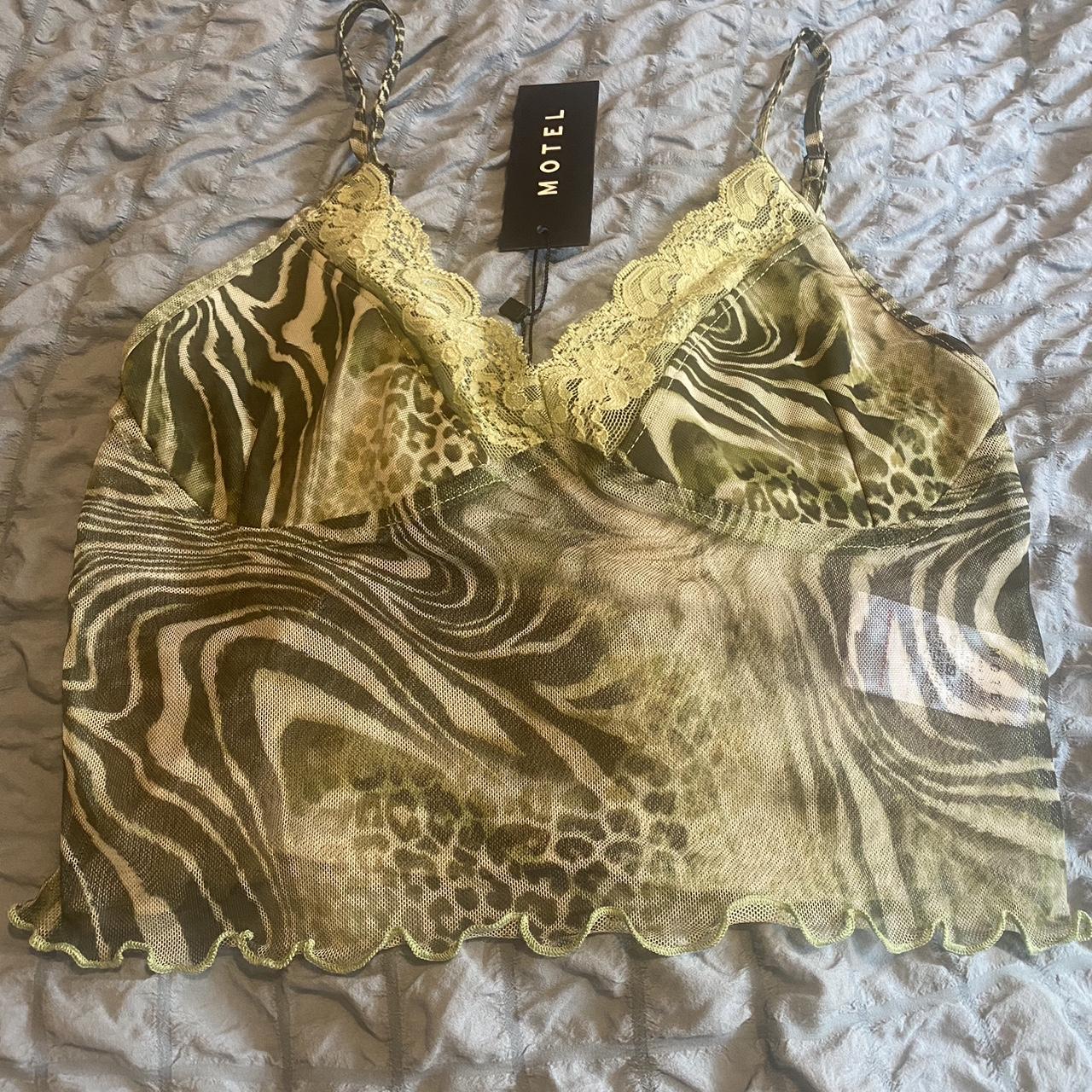 Motel Rocks yenika top mesh cheetah V neckline... Depop