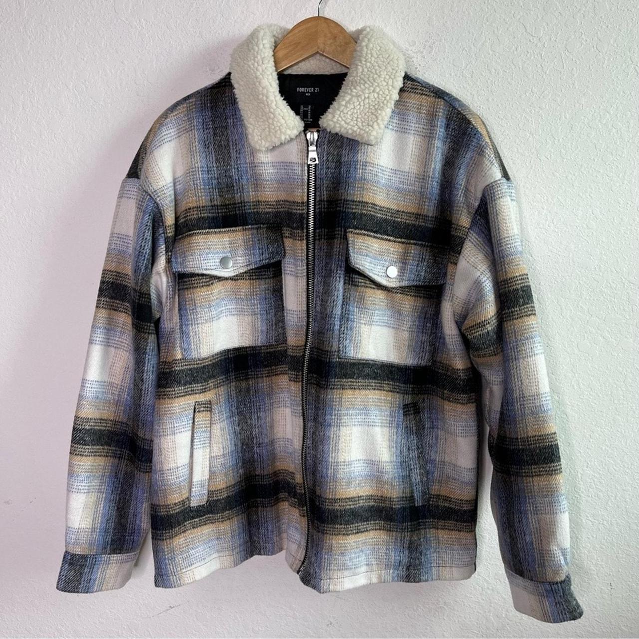 Forever 21 Blue White Multi Men s Plaid Jacket Size. Depop