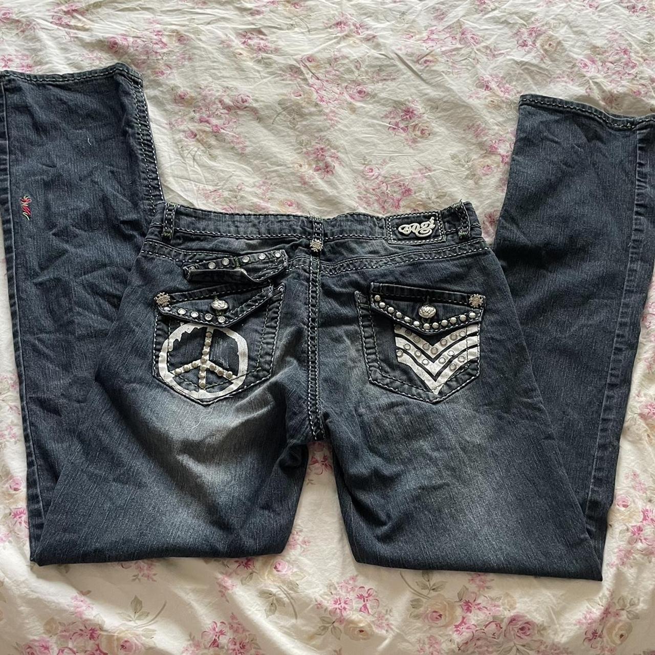 coogi jeans with peace sign and stud embellishments... - Depop