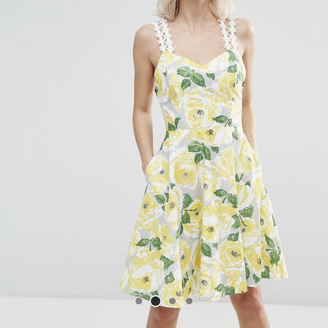 Women's Yellow and Green Dress Depop