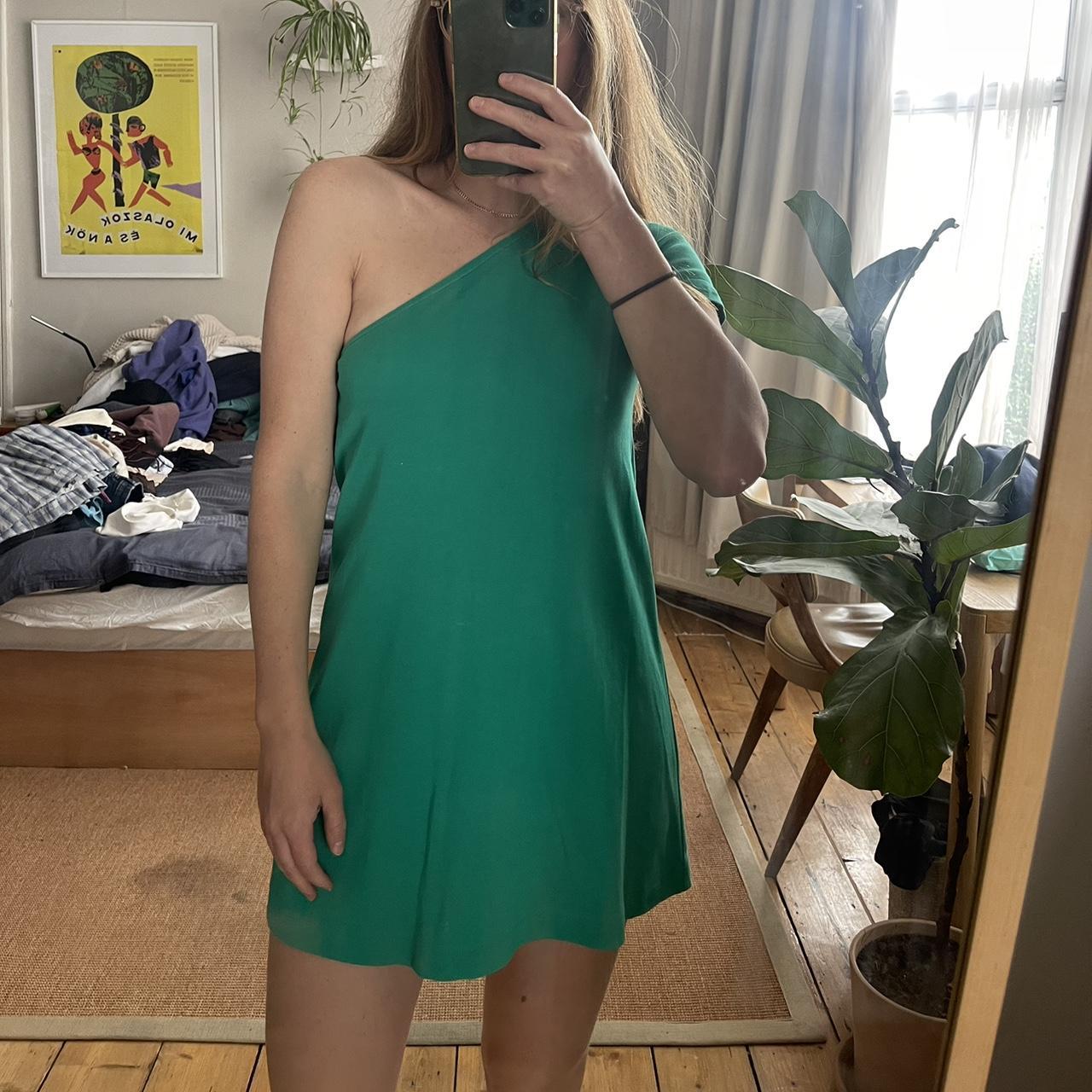 Cos XS mini one shoulder emerald coloured green