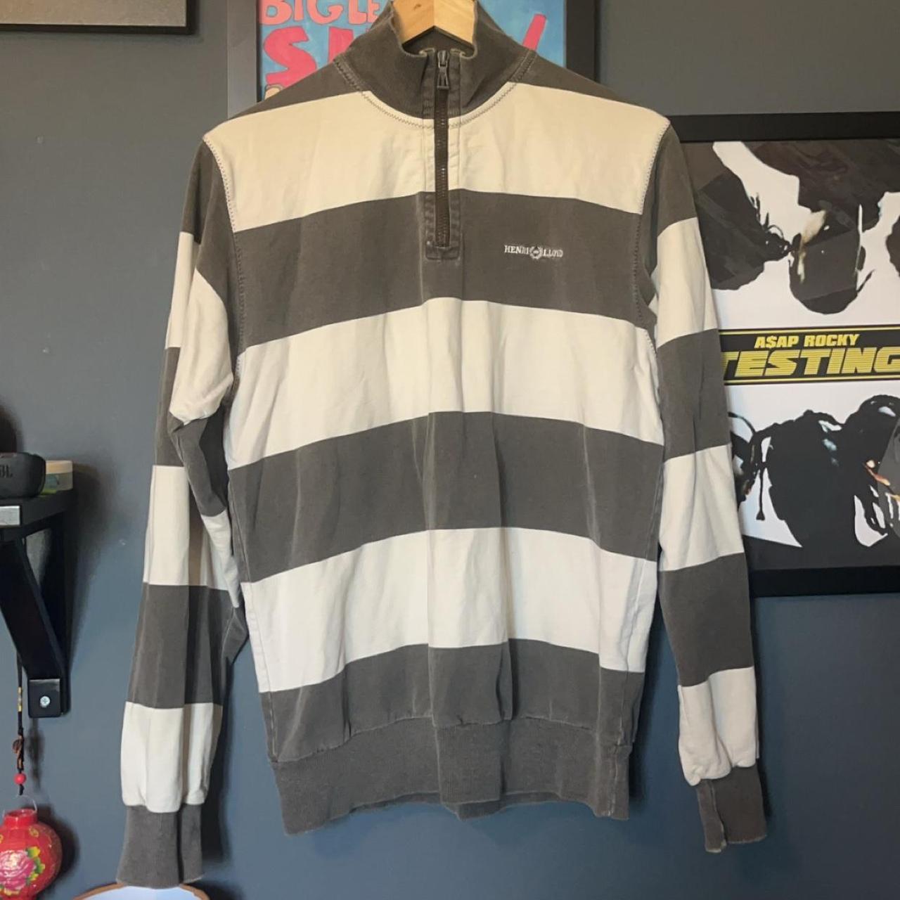 Striped Henri Lloyd quarter zip jumper Depop