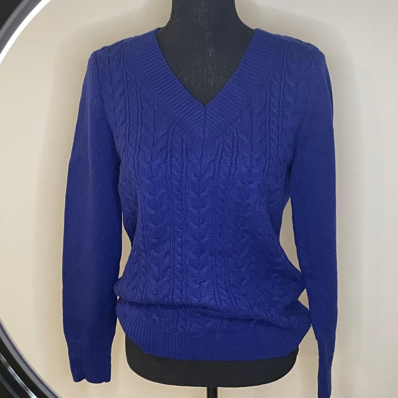 Talbots Sweater Purple Cable Knit Size Medium Long Depop