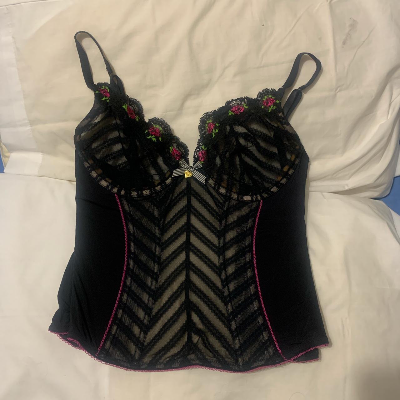 y2k lace detailed la senza brand corset with flower... Depop