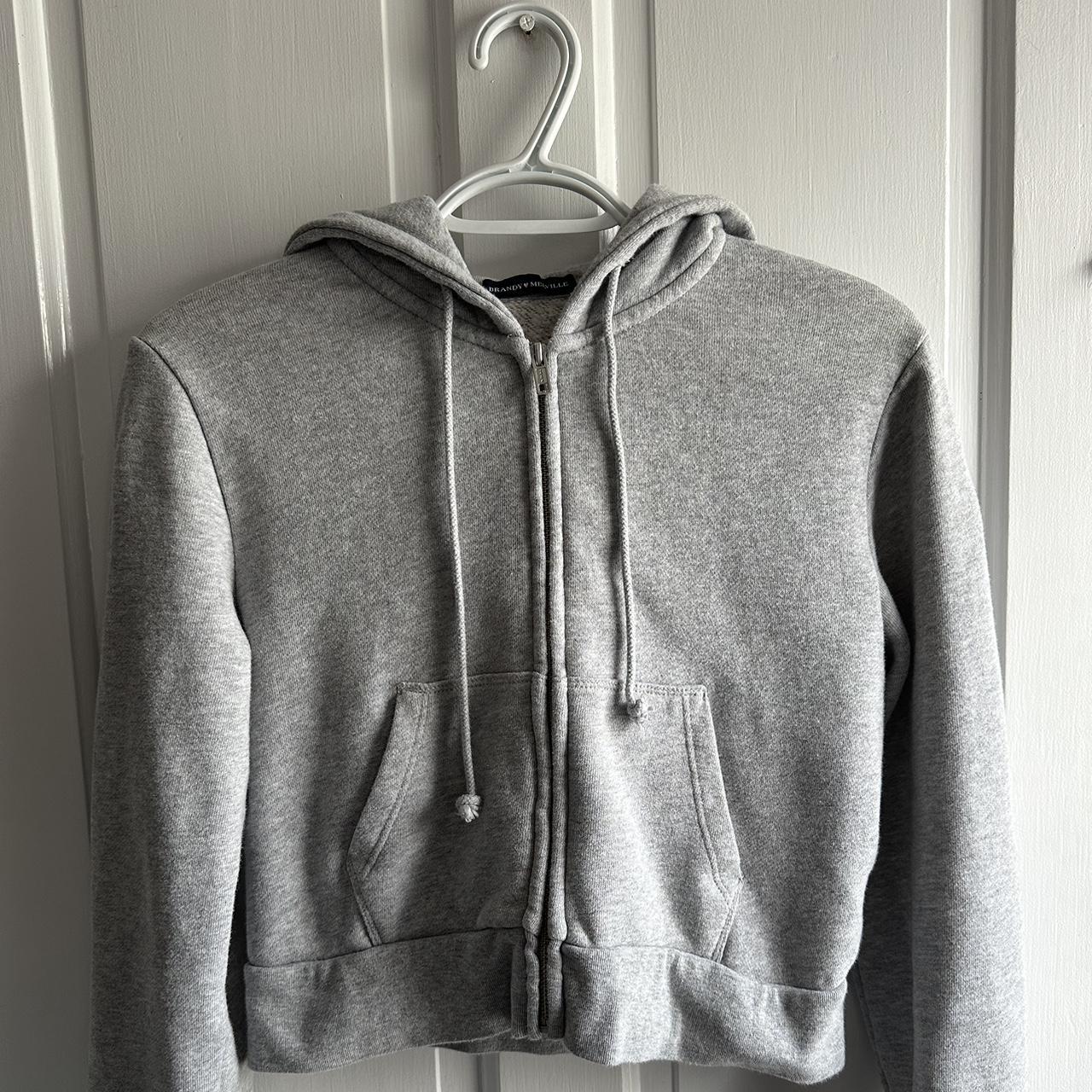 Brandy Melville sweatshirt crop zip-up hoodie Fits - Depop