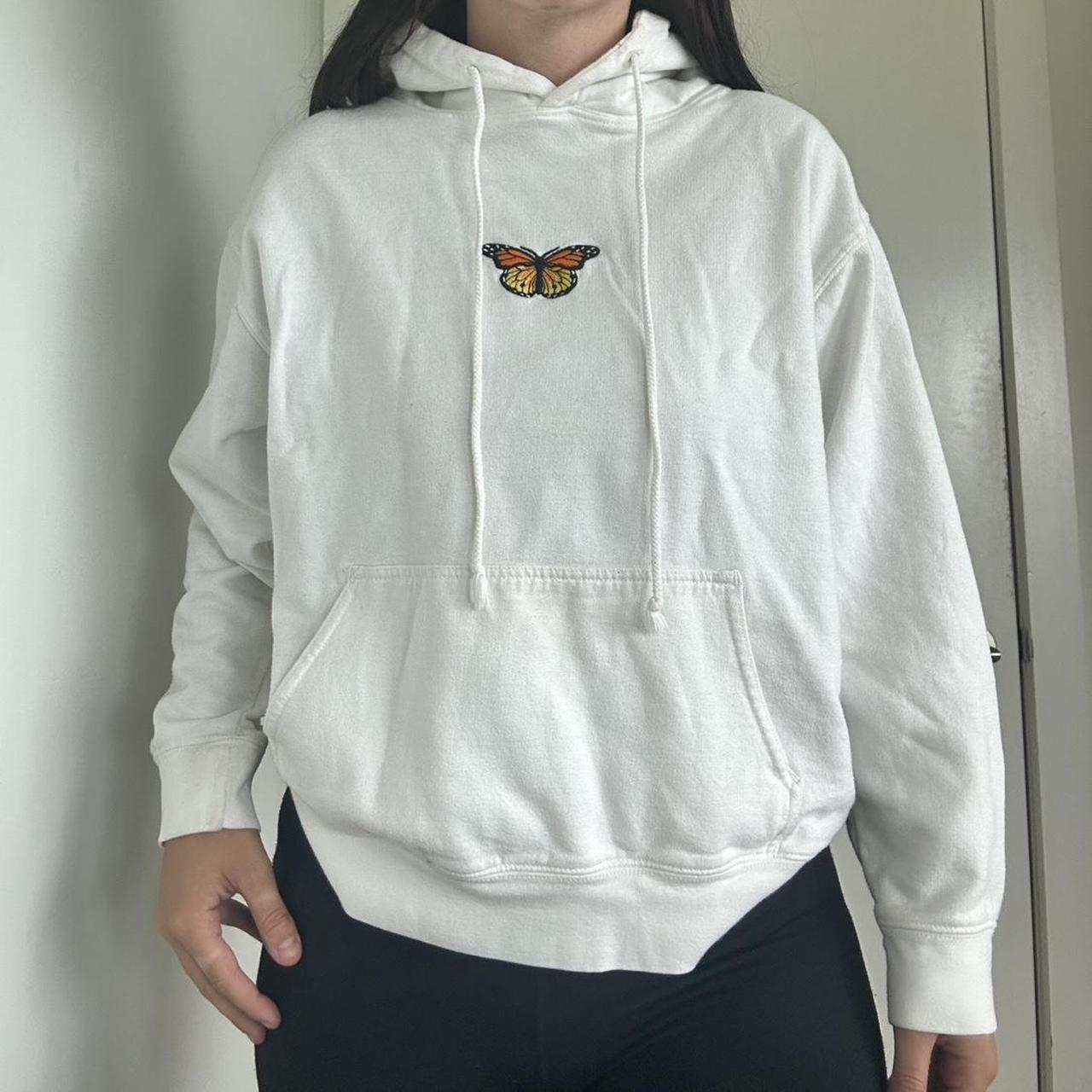 Brandy Melville White Butterfly Hoodie Such a. Depop