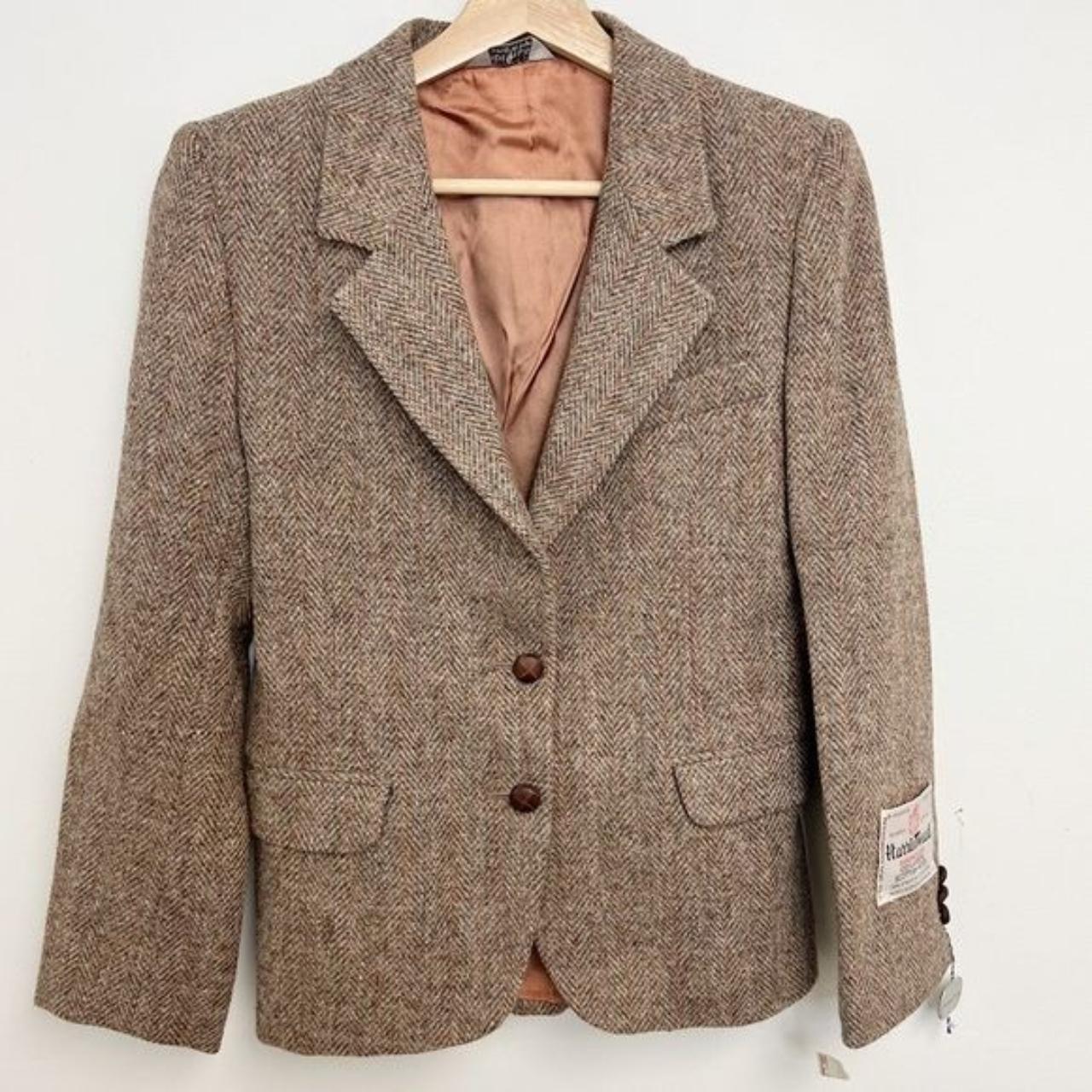 HARRIS TWEED 1980's VINTAGE BLAZER MADE IN USA... - Depop