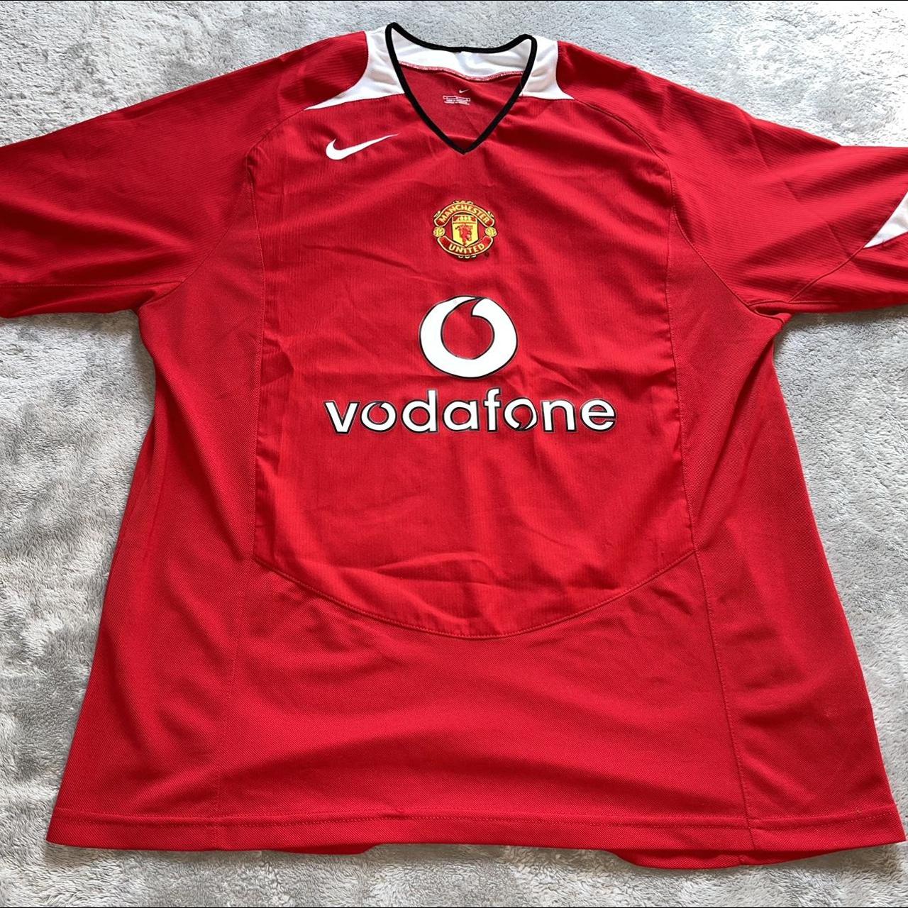 Manchester United Vodafone Jersey! Size | Depop