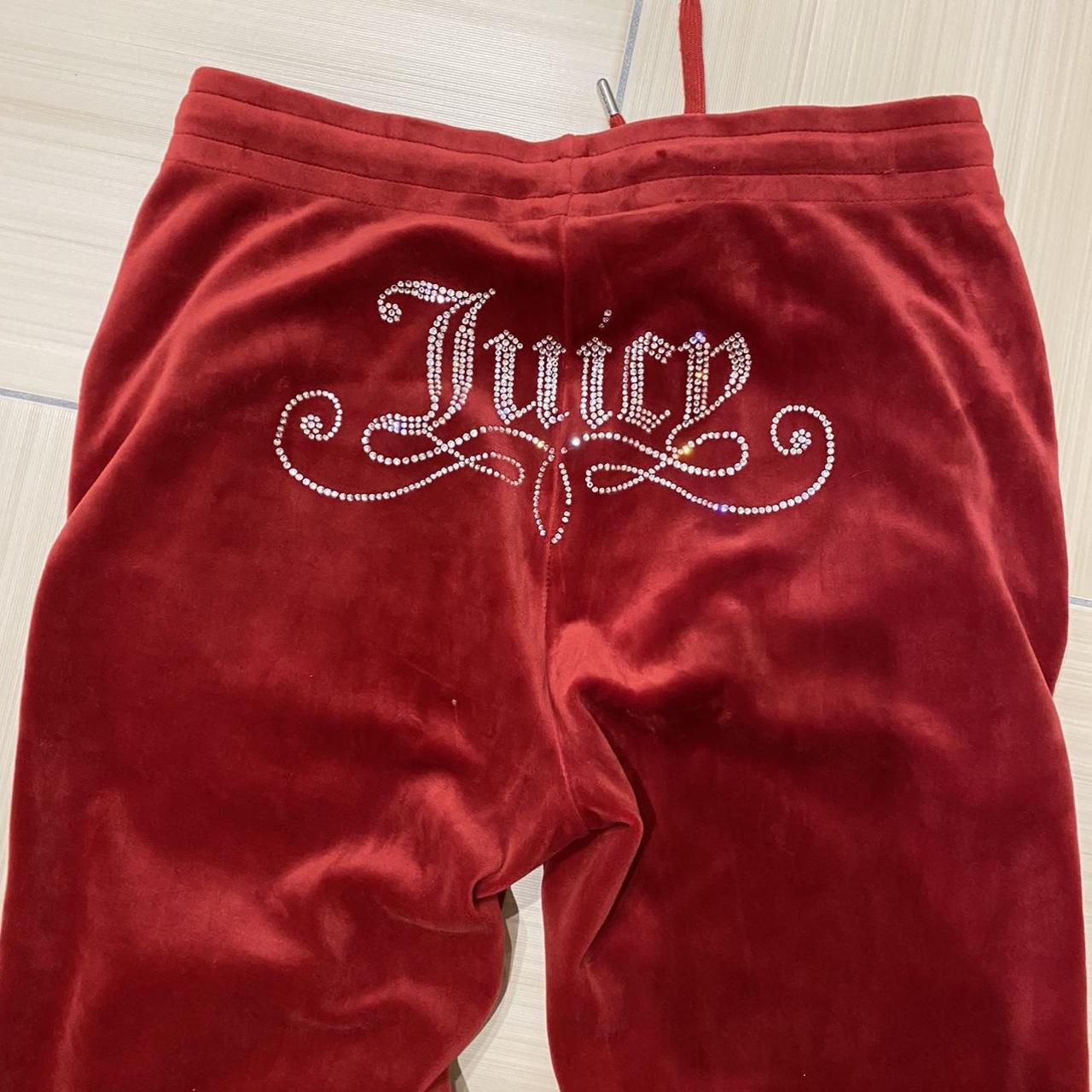 Wine red juicy couture tracksuit bottoms in great... - Depop