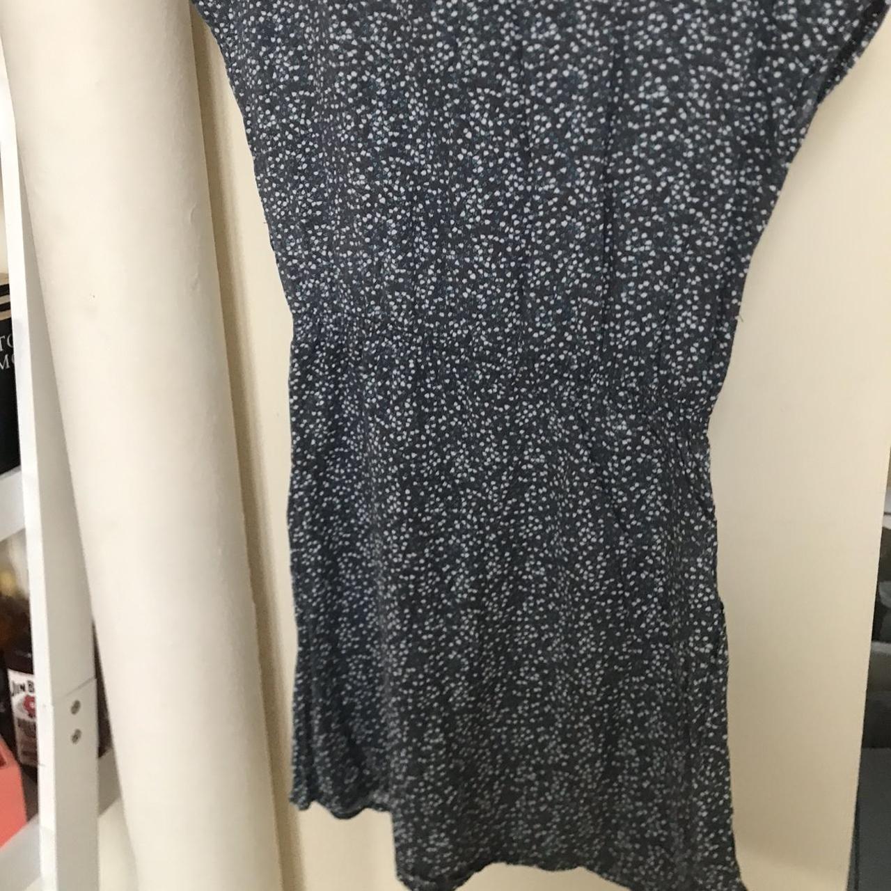 Cute vintage cool toned blue boat neck mini dress... - Depop