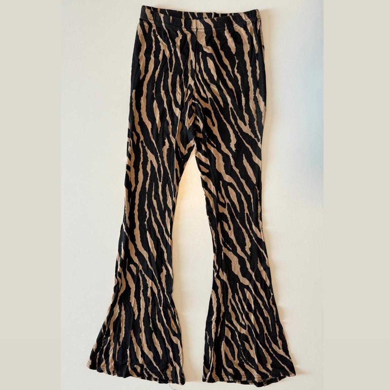 comfy zebra flare pants - Depop