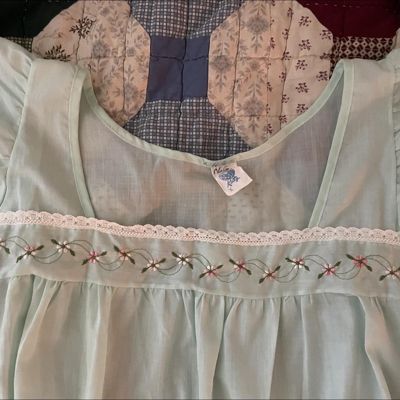 vintage light green nightgown! this has sweet little... - Depop